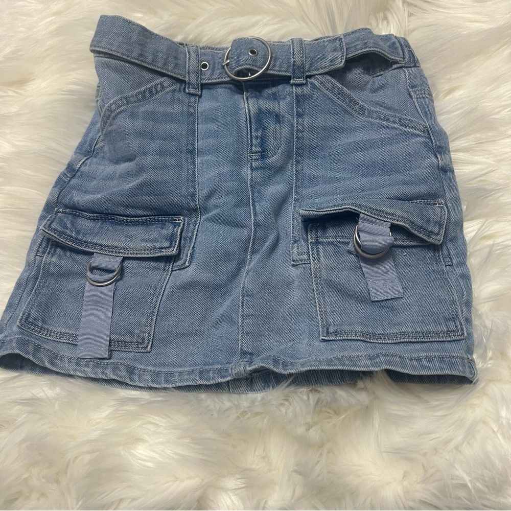 Size 10 Girls Justice Denim Skort with Belt E2